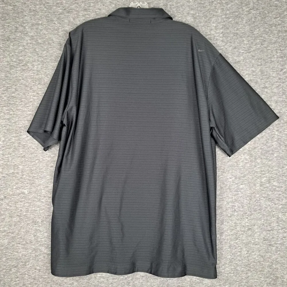 Nike Tiger Woods Platinum Polo‎ Shirt Men XXL Black Snap Performance Dri Fit